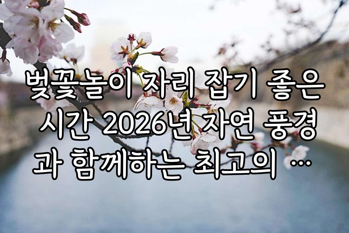 벚꽃놀이 자리 잡기 좋은 시간 2026년 자연 풍경과 함께하는 최고의 시기