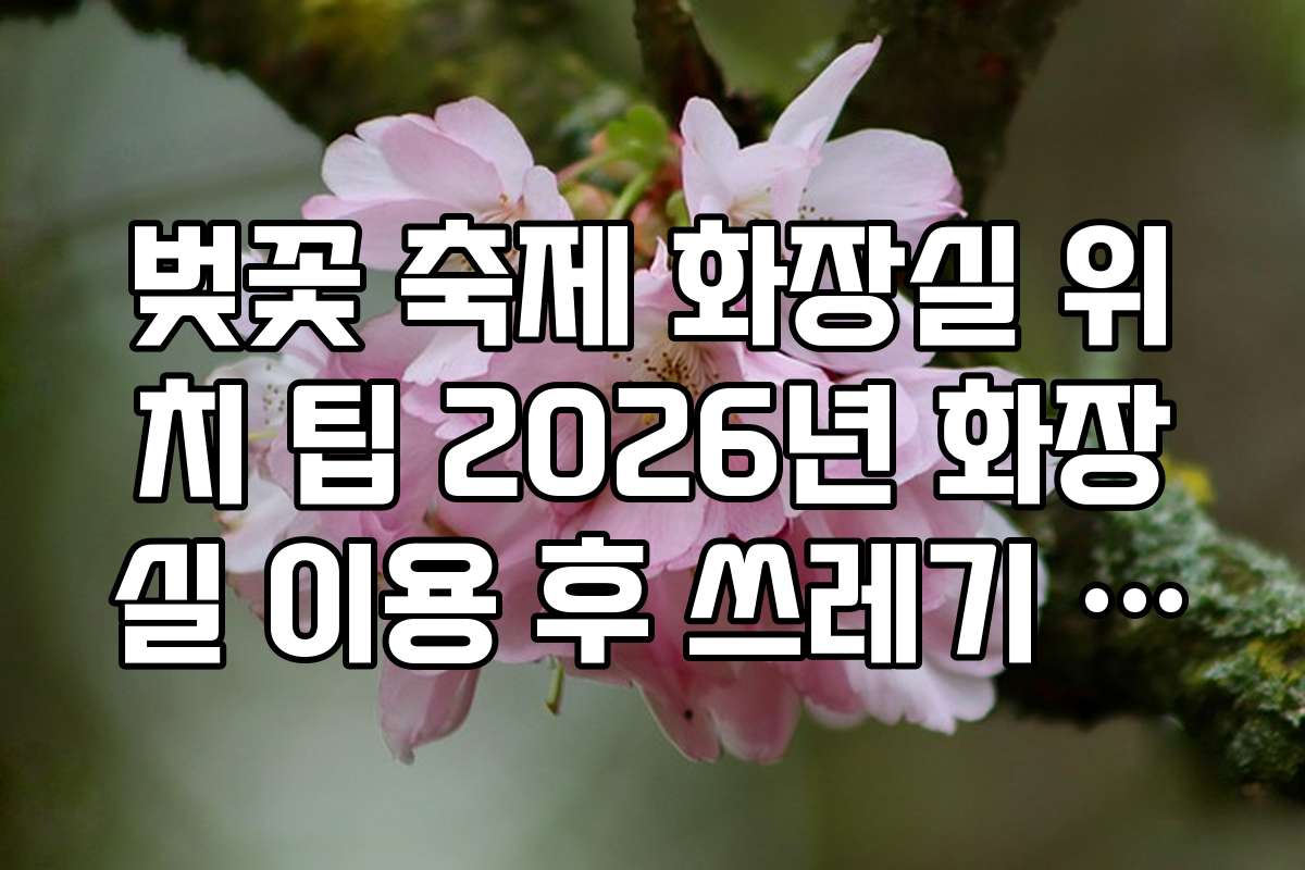 벚꽃 축제 화장실 위치 팁 2026년 화장실 이용 후 쓰레기 처리 에티켓