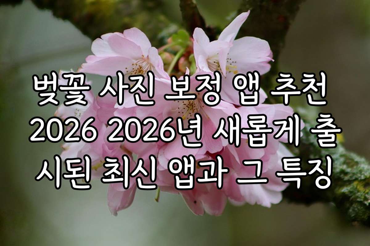 벚꽃 사진 보정 앱 추천 2026 2026년 새롭게 출시된 최신 앱과 그 특징