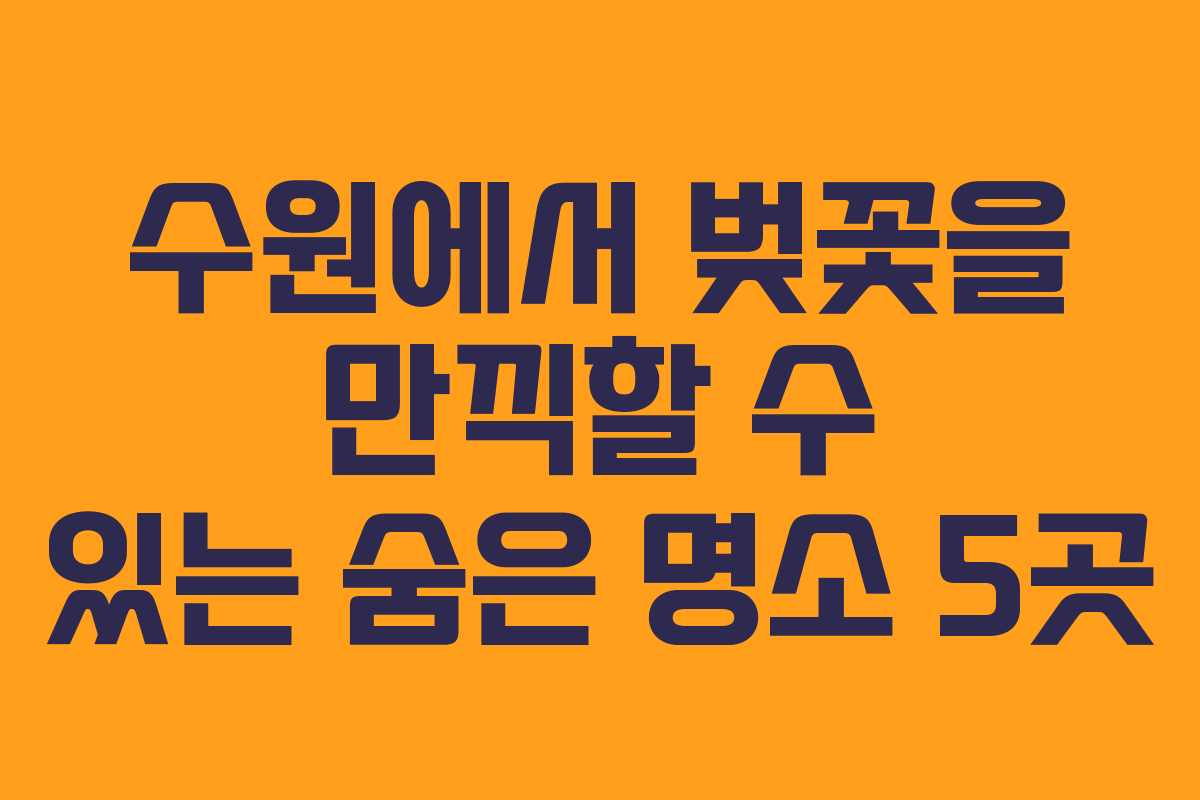 수원에서 벚꽃을 만끽할 수 있는 숨은 명소 5곳