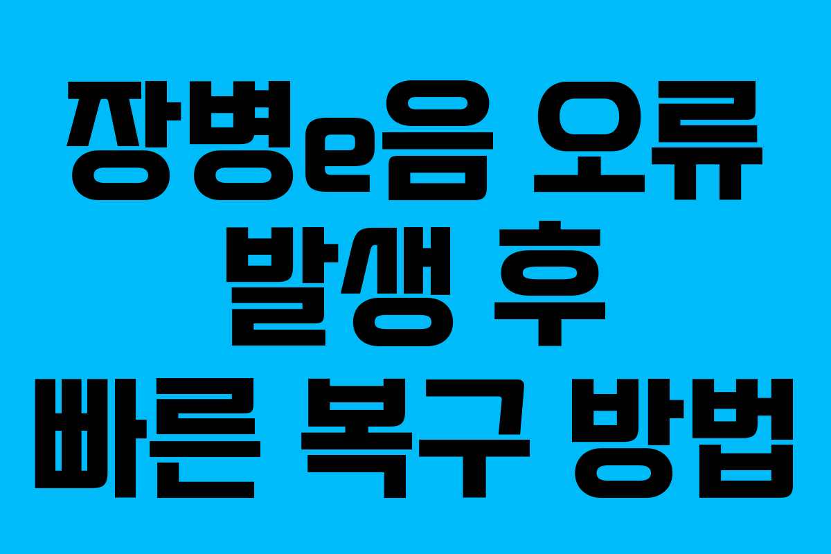 장병e음 오류 발생 후 빠른 복구 방법