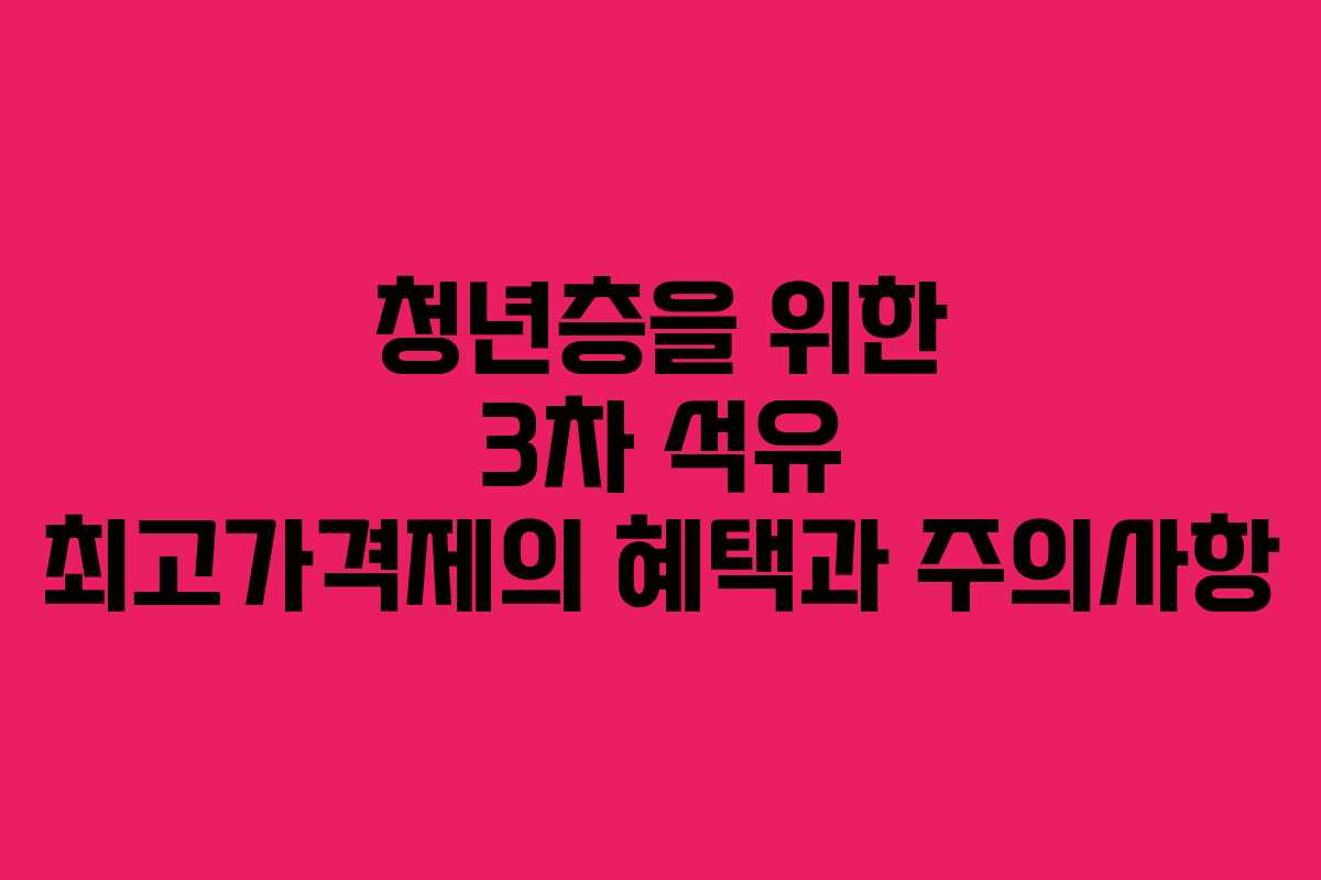 청년층을 위한 3차 석유 최고가격제의 혜택과 주의사항