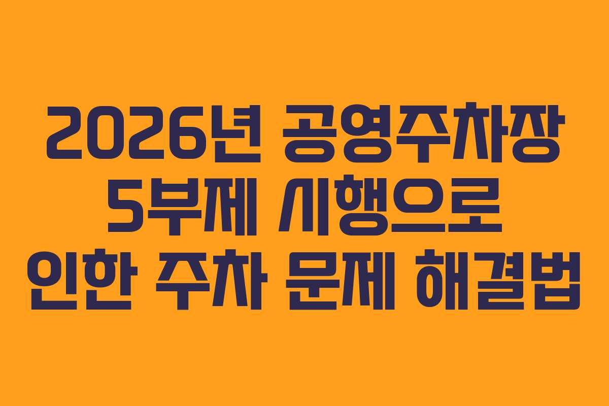 2026년 공영주차장 5부제 시행으로 인한 주차 문제 해결법