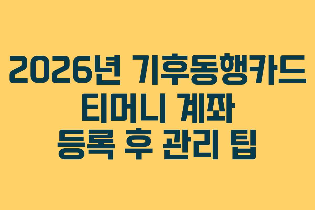 2026년 기후동행카드 티머니 계좌 등록 후 관리 팁