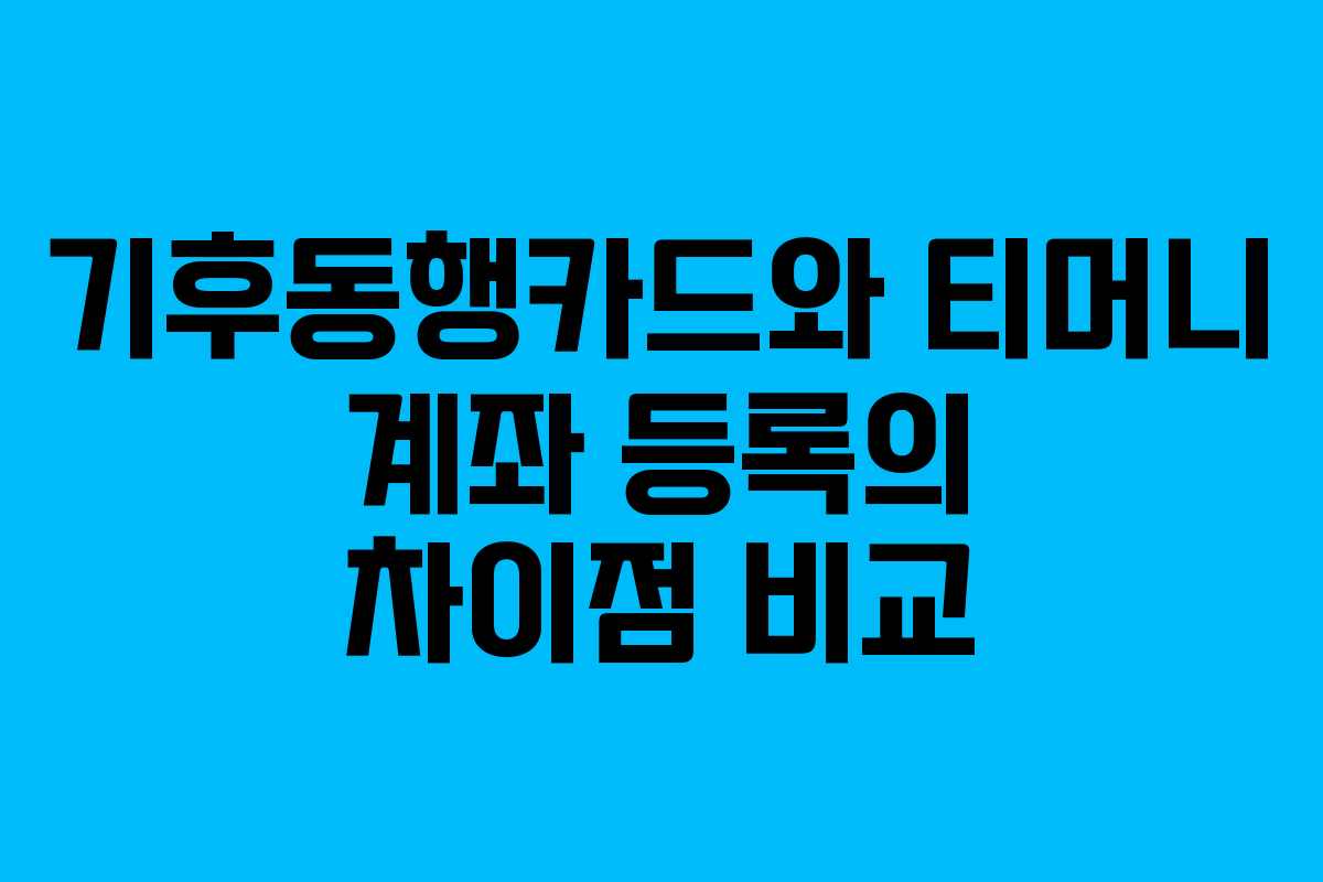 기후동행카드와 티머니 계좌 등록의 차이점 비교