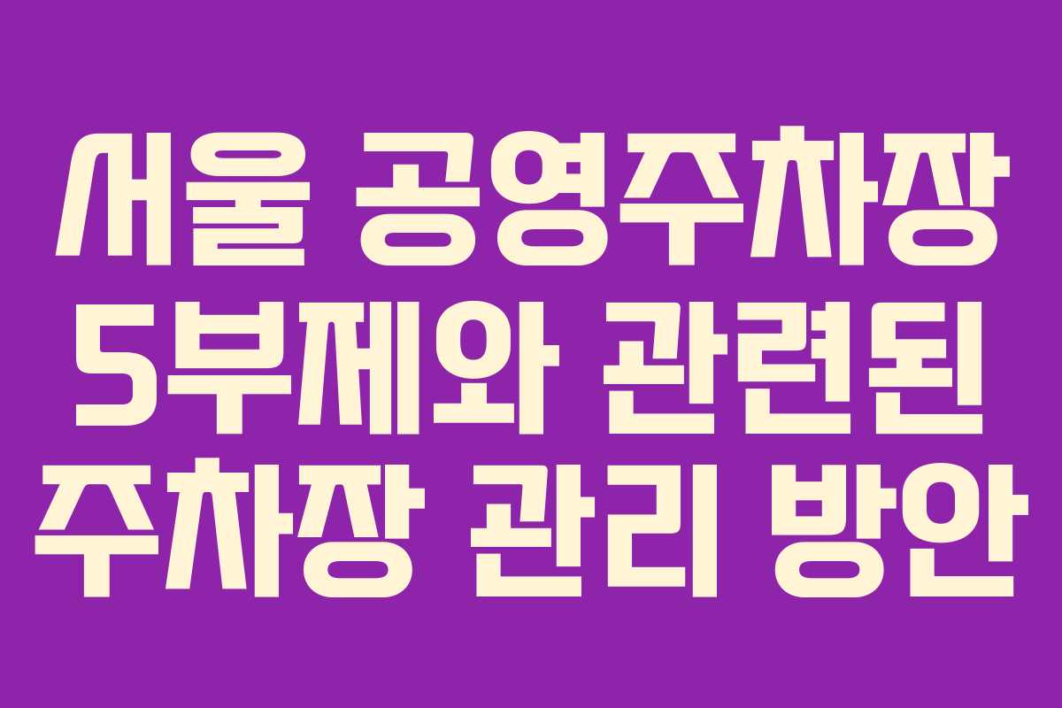 서울 공영주차장 5부제와 관련된 주차장 관리 방안