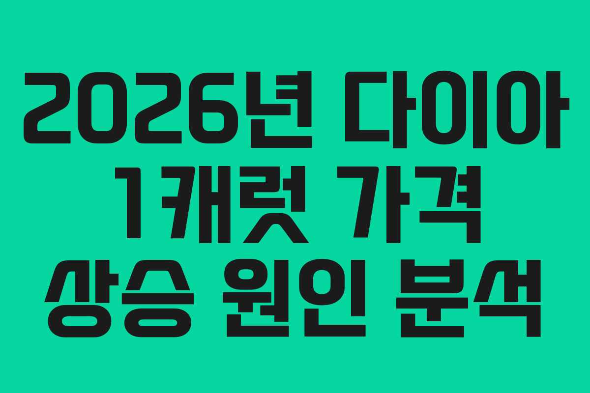 2026년 다이아 1캐럿 가격 상승 원인 분석