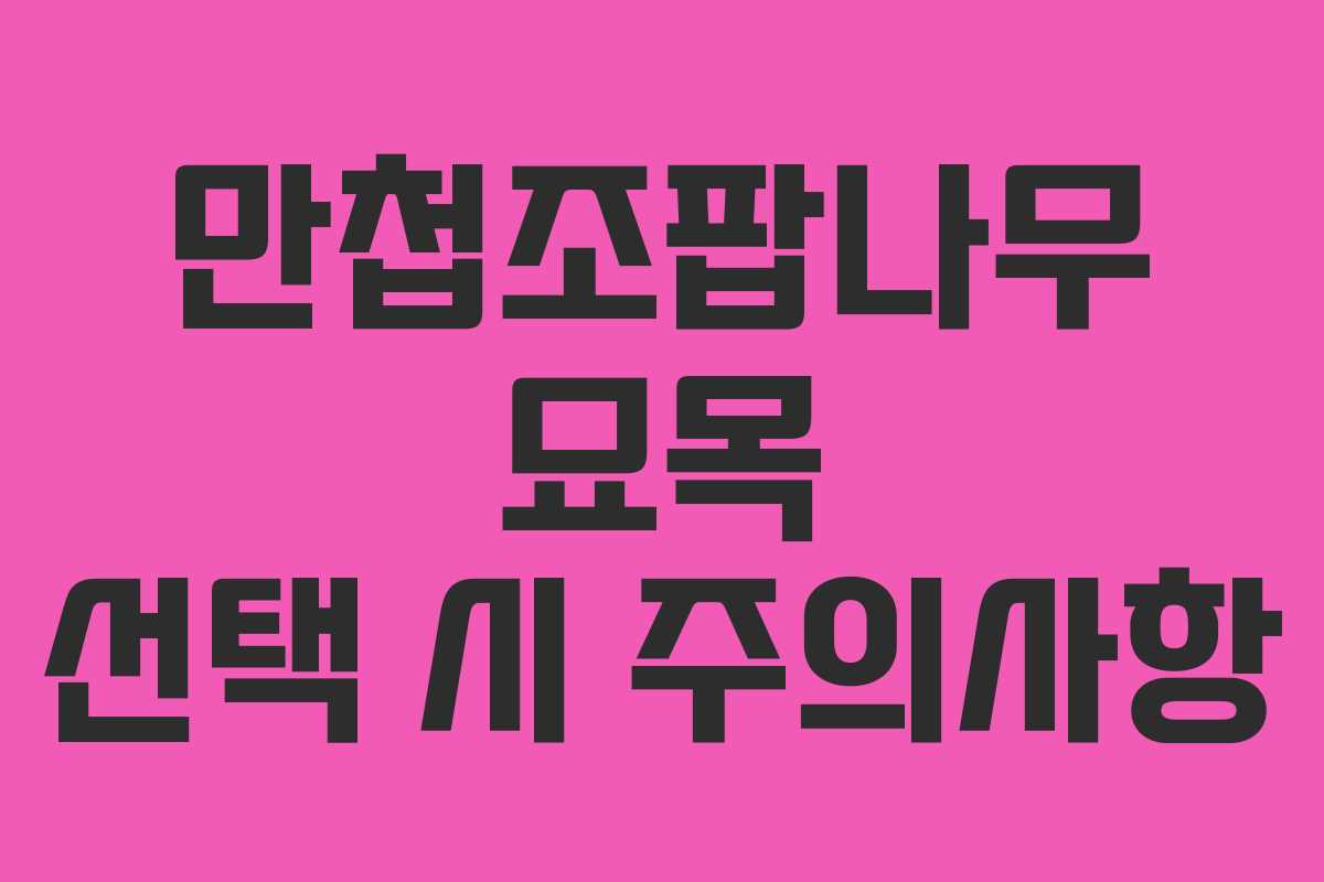 만첩조팝나무 묘목 선택 시 주의사항