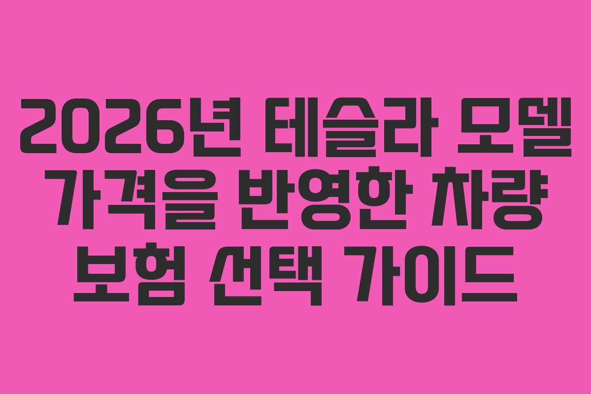 2026년 테슬라 모델 가격을 반영한 차량 보험 선택 가이드