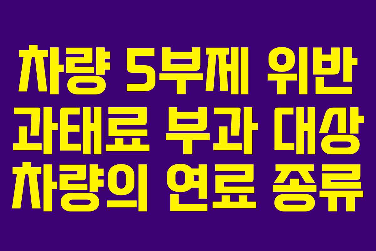 차량 5부제 위반 과태료 부과 대상 차량의 연료 종류