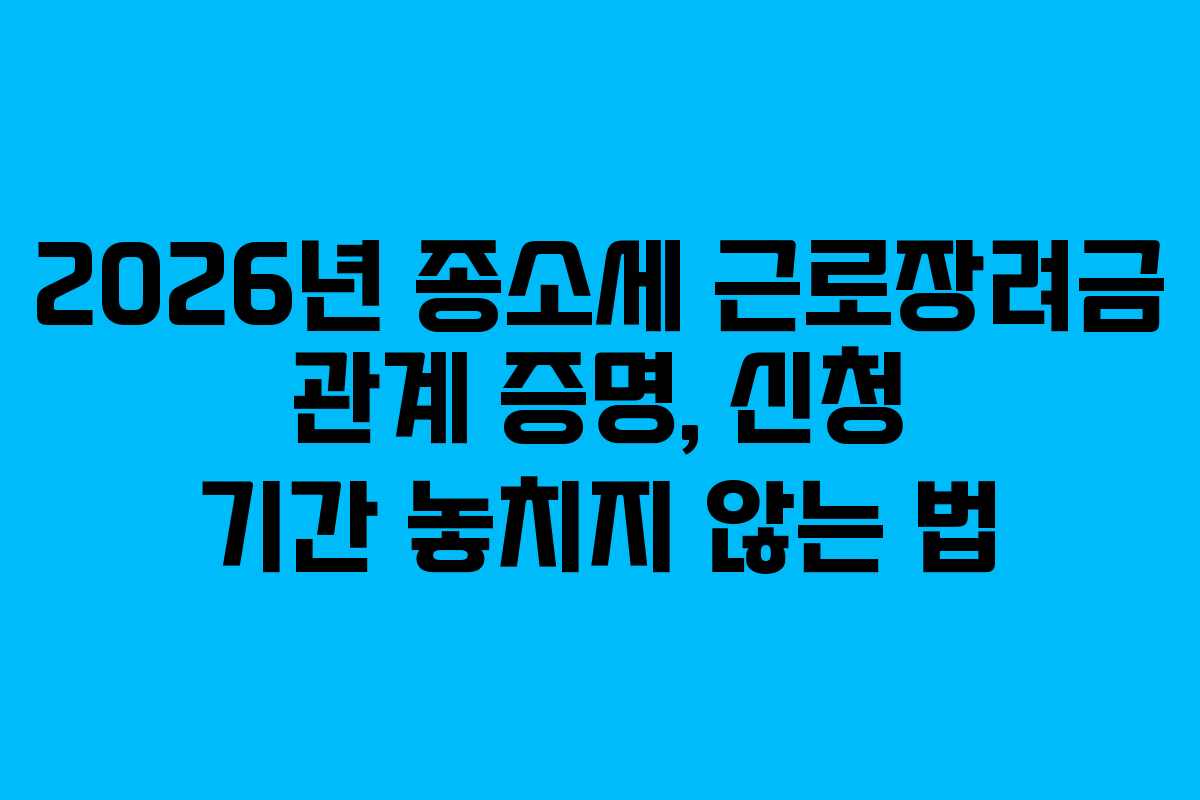 2026년 종소세 근로장려금 관계 증명, 신청 기간 놓치지 않는 법