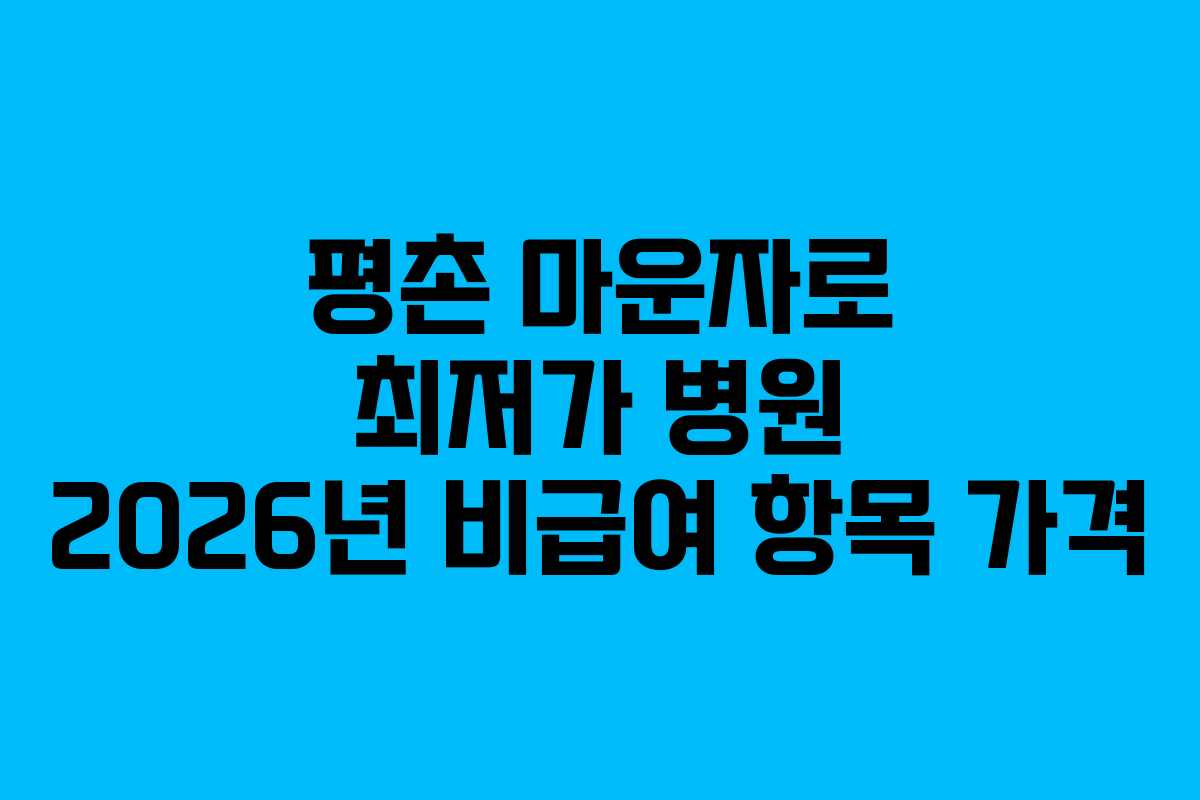 평촌 마운자로 최저가 병원 2026년 비급여 항목 가격