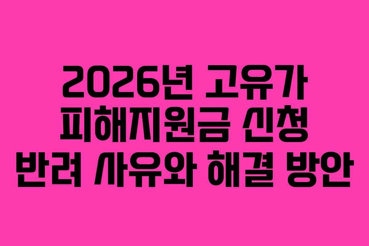 2026년 고유가 피해지원금 신청 반려 사유와 해결 방안