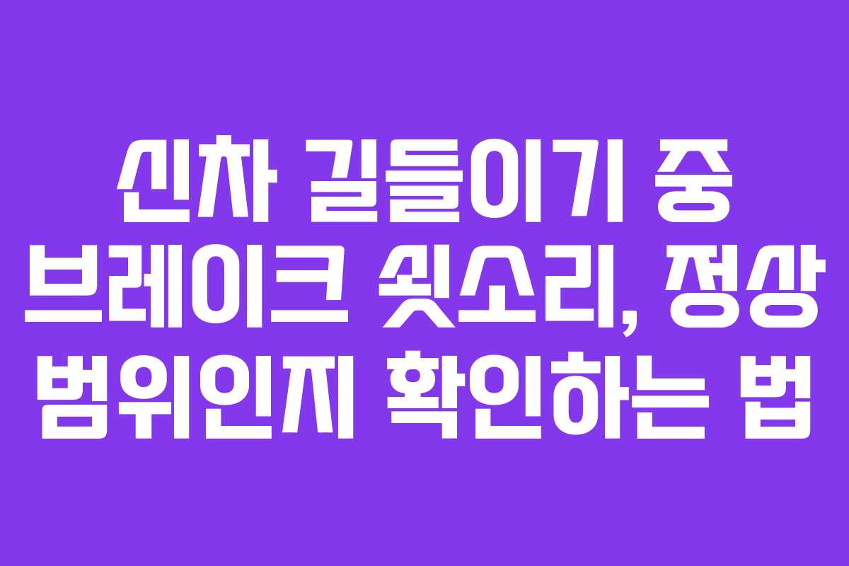 신차 길들이기 중 브레이크 쇳소리, 정상 범위인지 확인하는 법