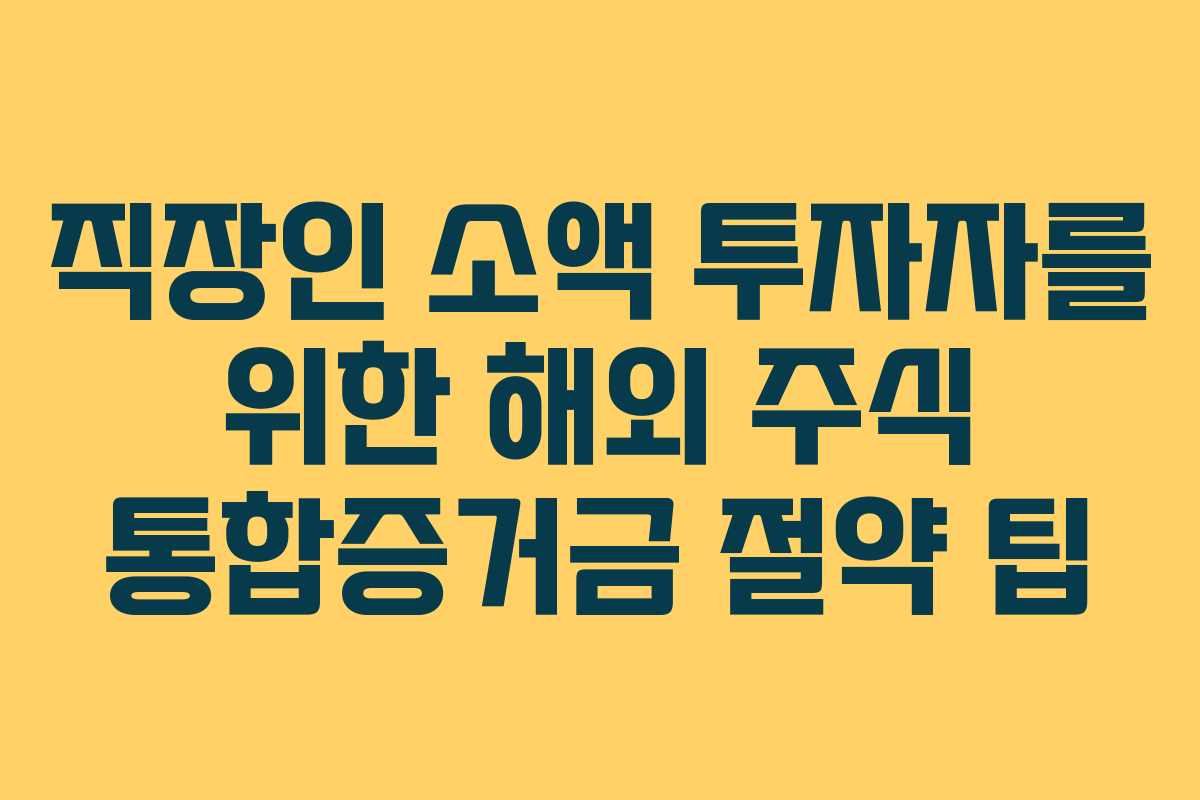 직장인 소액 투자자를 위한 해외 주식 통합증거금 절약 팁