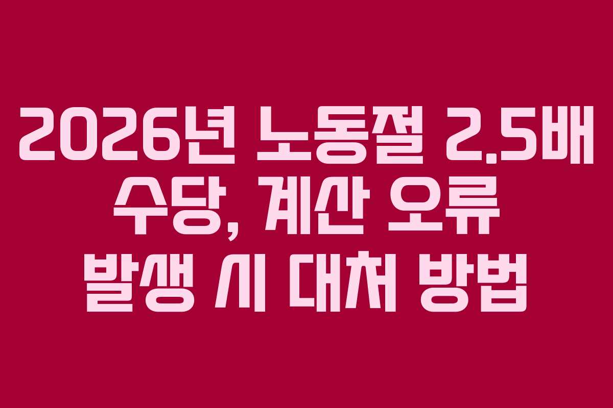 2026년 노동절 2.5배 수당, 계산 오류 발생 시 대처 방법