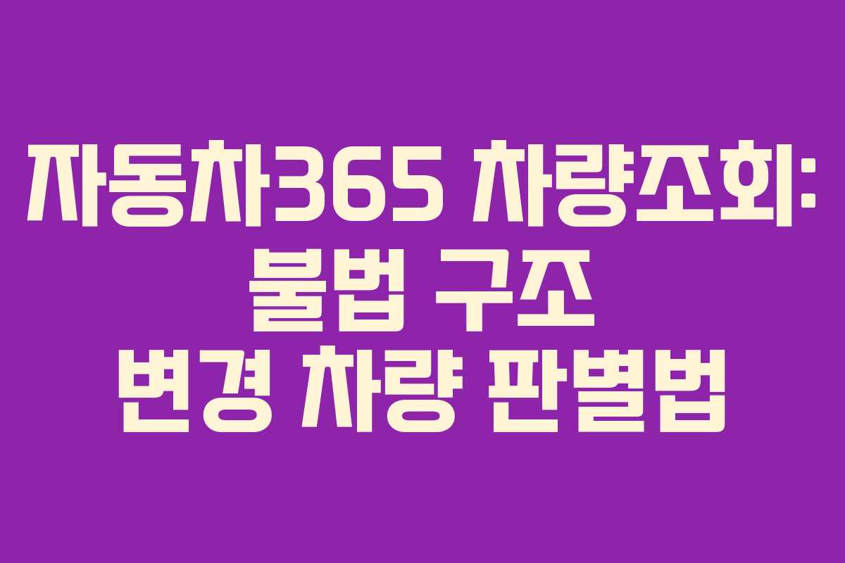 자동차365 차량조회: 불법 구조 변경 차량 판별법