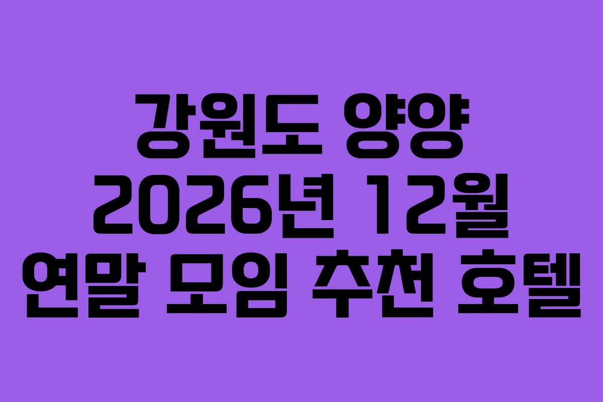 강원도 양양 2026년 12월 연말 모임 추천 호텔