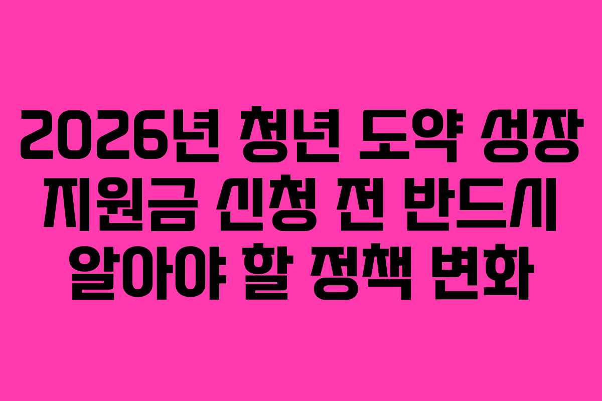 2026년 청년 도약 성장 지원금 신청 전 반드시 알아야 할 정책 변화