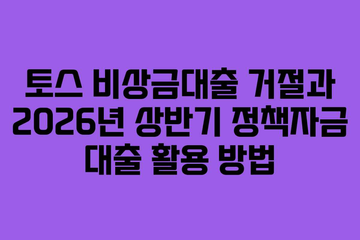 토스 비상금대출 거절과 2026년 상반기 정책자금 대출 활용 방법