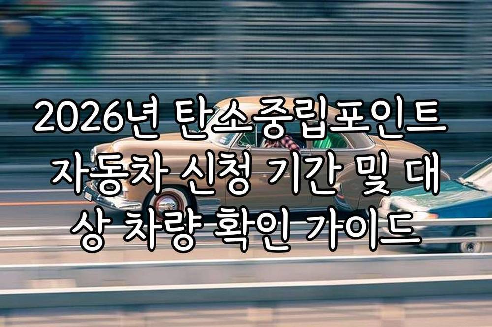 2026년 탄소중립포인트 자동차 신청 기간 및 대상 차량 확인 가이드