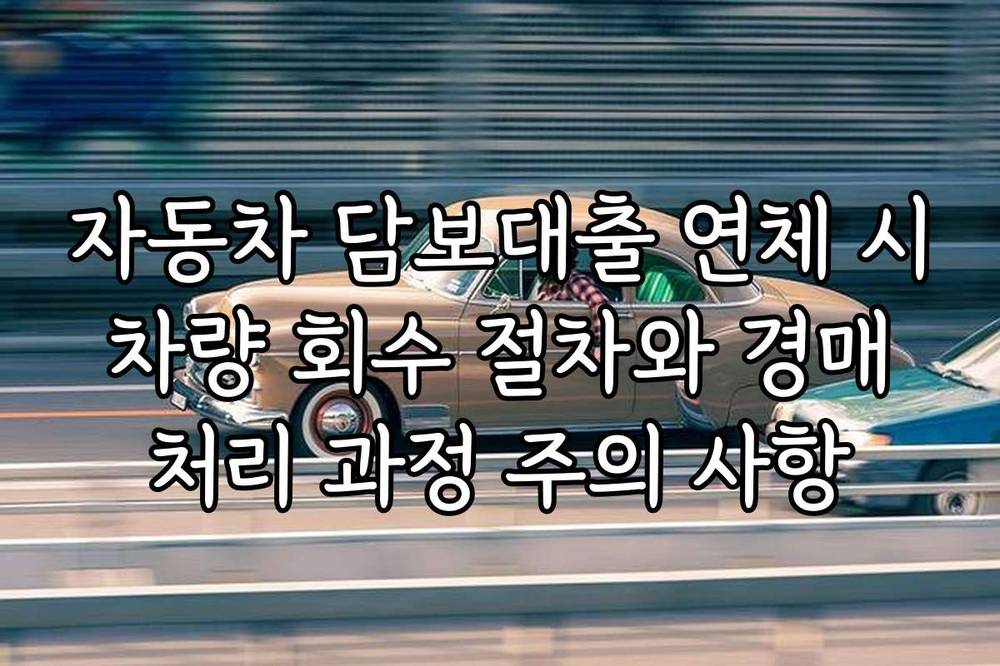 자동차 담보대출 연체 시 차량 회수 절차와 경매 처리 과정 주의 사항