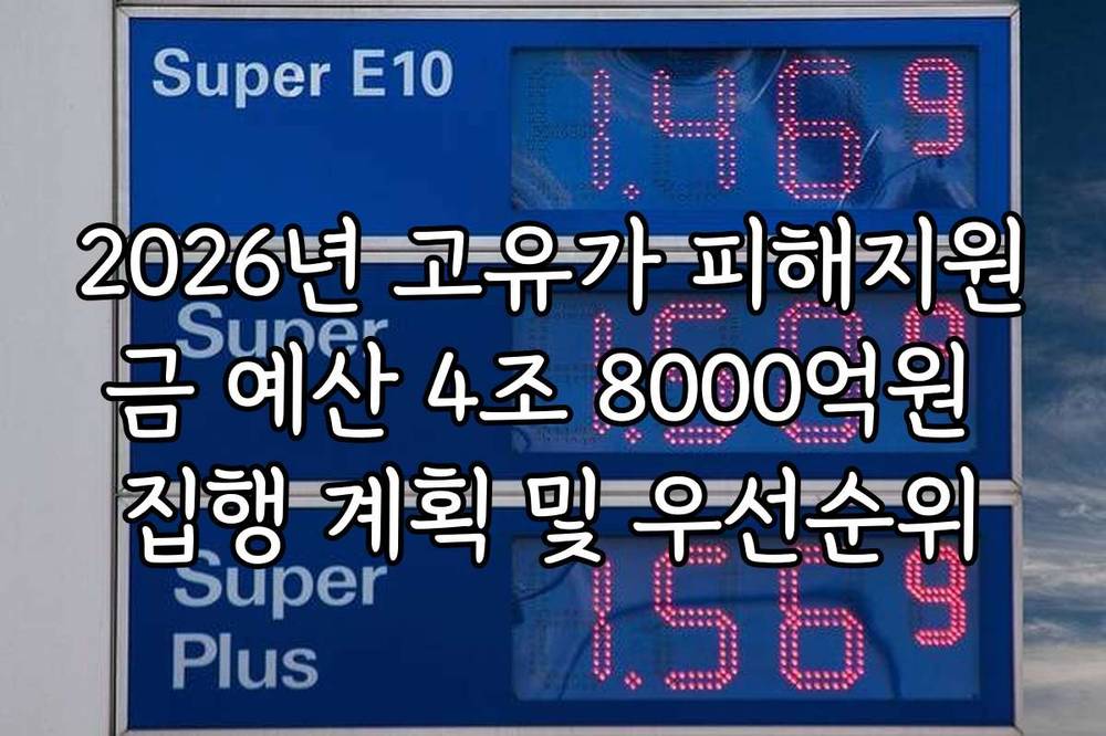 2026년 고유가 피해지원금 예산 4조 8000억원 집행 계획 및 우선순위
