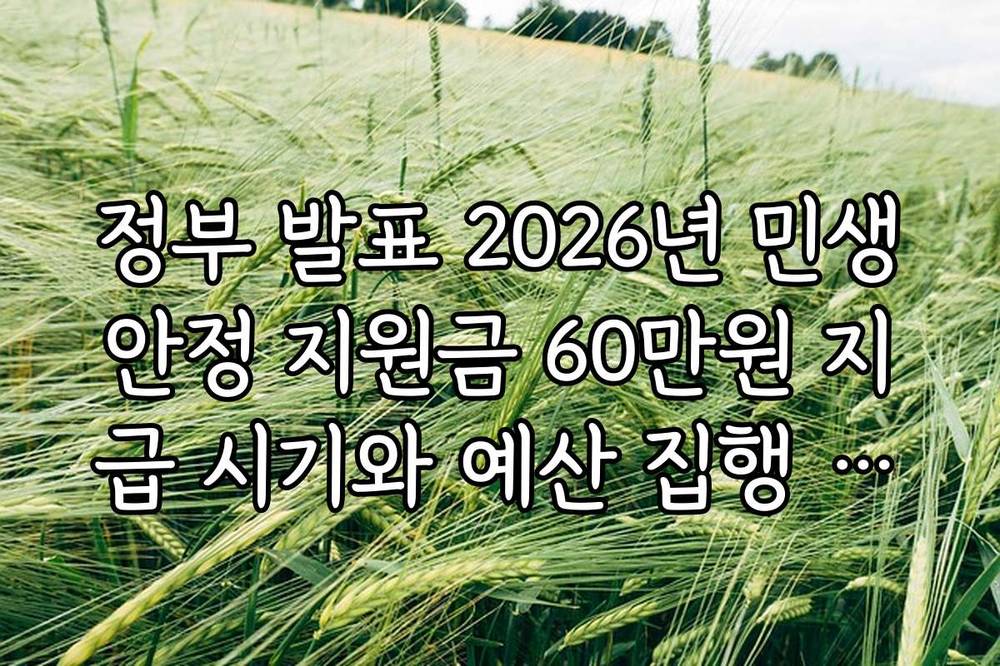 정부 발표 2026년 민생안정 지원금 60만원 지급 시기와 예산 집행 계획