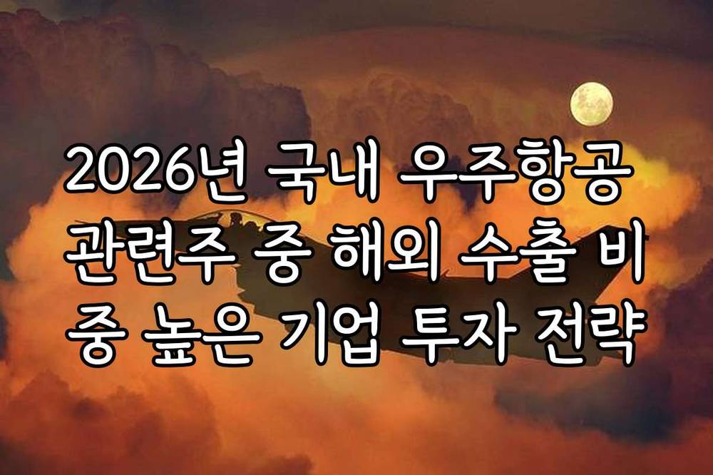 2026년 국내 우주항공 관련주 중 해외 수출 비중 높은 기업 투자 전략