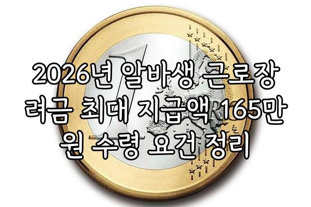 2026년 알바생 근로장려금 최대 지급액 165만원 수령 요건 정리