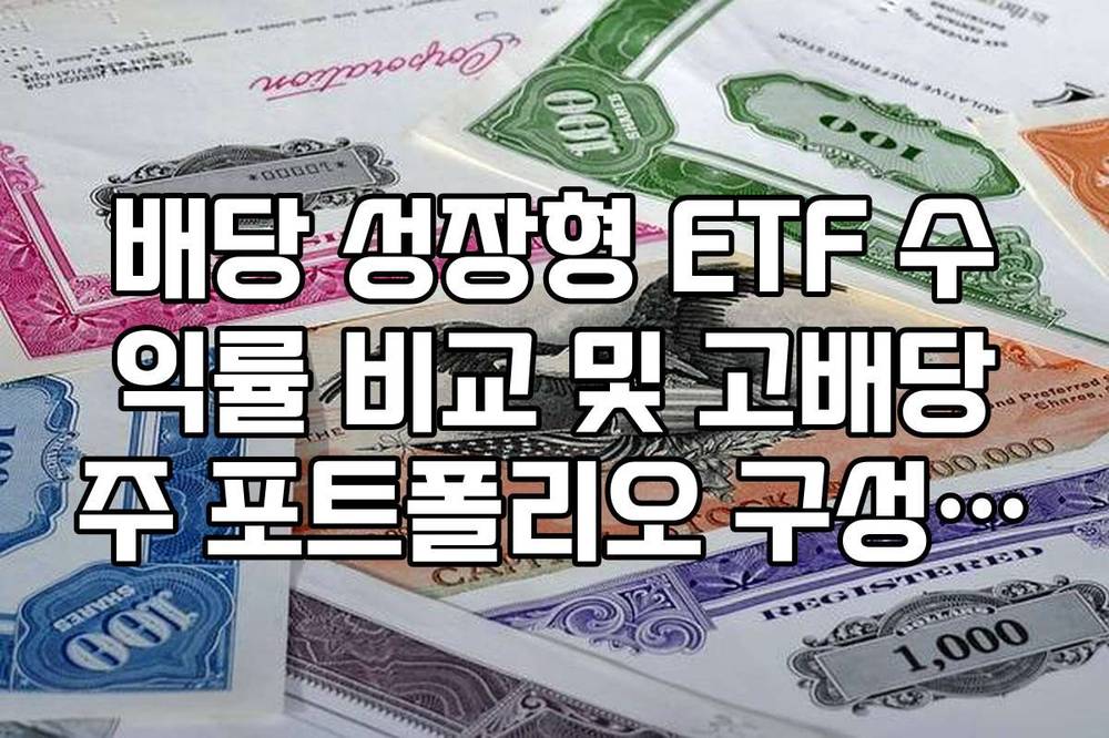 배당 성장형 ETF 수익률 비교 및 고배당주 포트폴리오 구성 전략