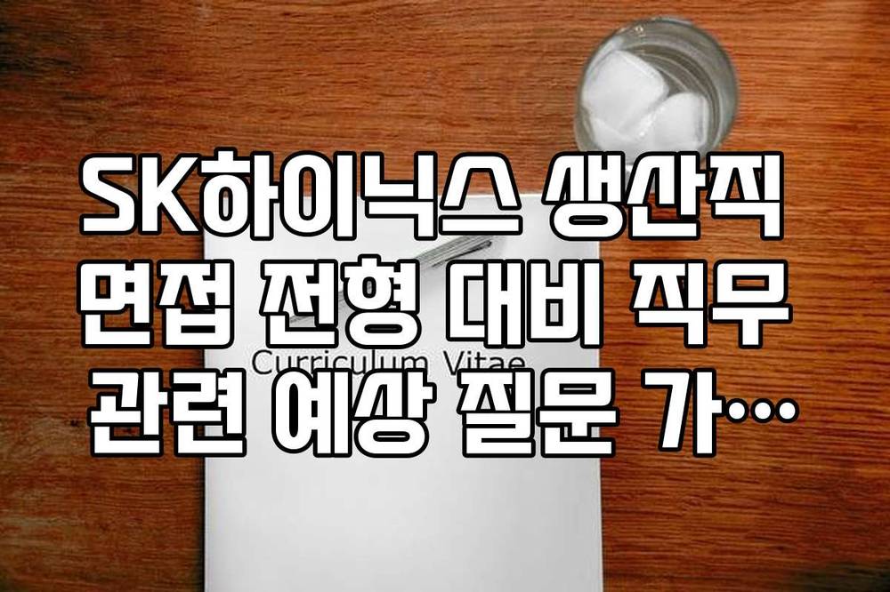 SK하이닉스 생산직 면접 전형 대비 직무 관련 예상 질문 가이드