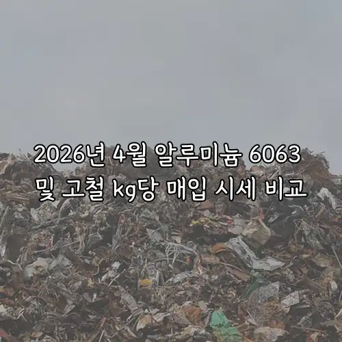 2026년 4월 알루미늄 6063 및 고철 kg당 매입 시세 비교