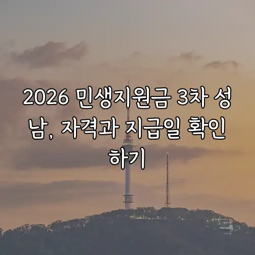 2026 민생지원금 3차 성남, 자격과 지급일 확인하기