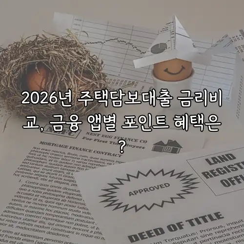 2026년 주택담보대출 금리비교, 금융 앱별 포인트 혜택은?