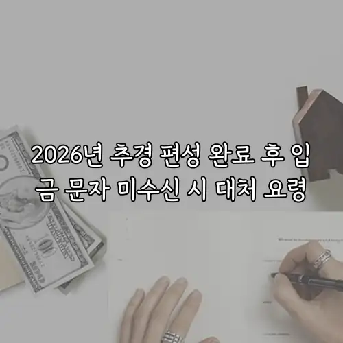 2026년 추경 편성 완료 후 입금 문자 미수신 시 대처 요령