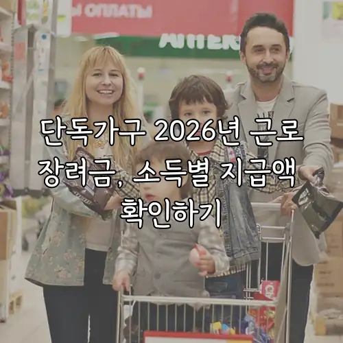 단독가구 2026년 근로장려금, 소득별 지급액 확인하기