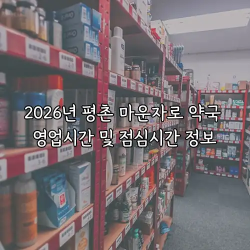 2026년 평촌 마운자로 약국 영업시간 및 점심시간 정보