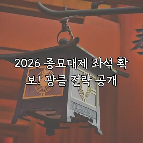 2026 종묘대제 좌석 확보! 광클 전략 공개