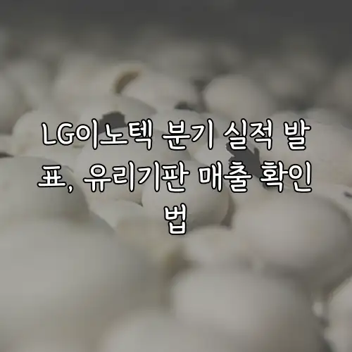 LG이노텍 분기 실적 발표, 유리기판 매출 확인법