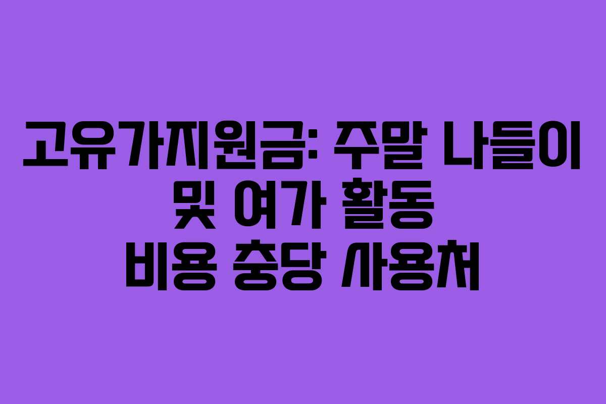 고유가지원금: 주말 나들이 및 여가 활동 비용 충당 사용처