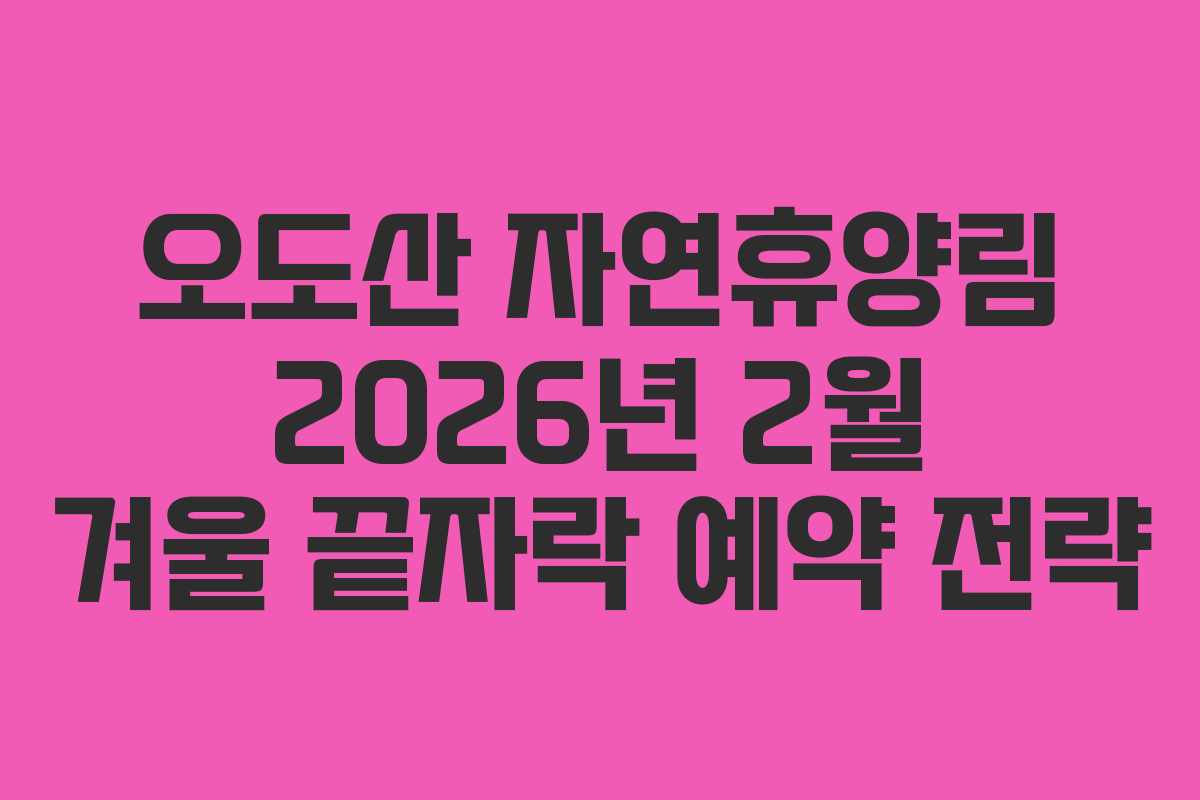 오도산 자연휴양림 2026년 2월 겨울 끝자락 예약 전략