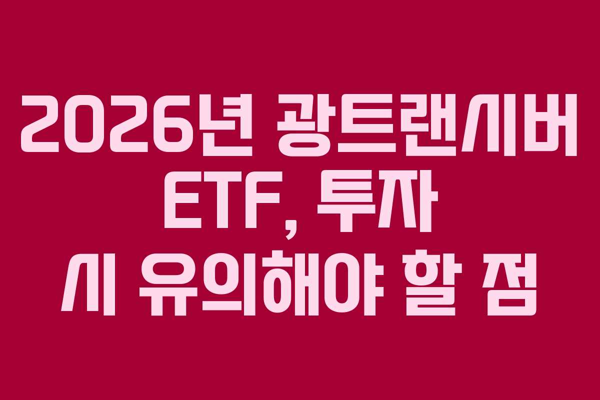2026년 광트랜시버 ETF, 투자 시 유의해야 할 점