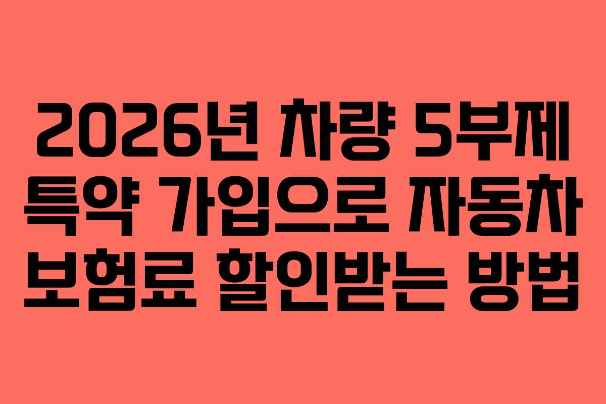 2026년 차량 5부제 특약 가입으로 자동차 보험료 할인받는 방법