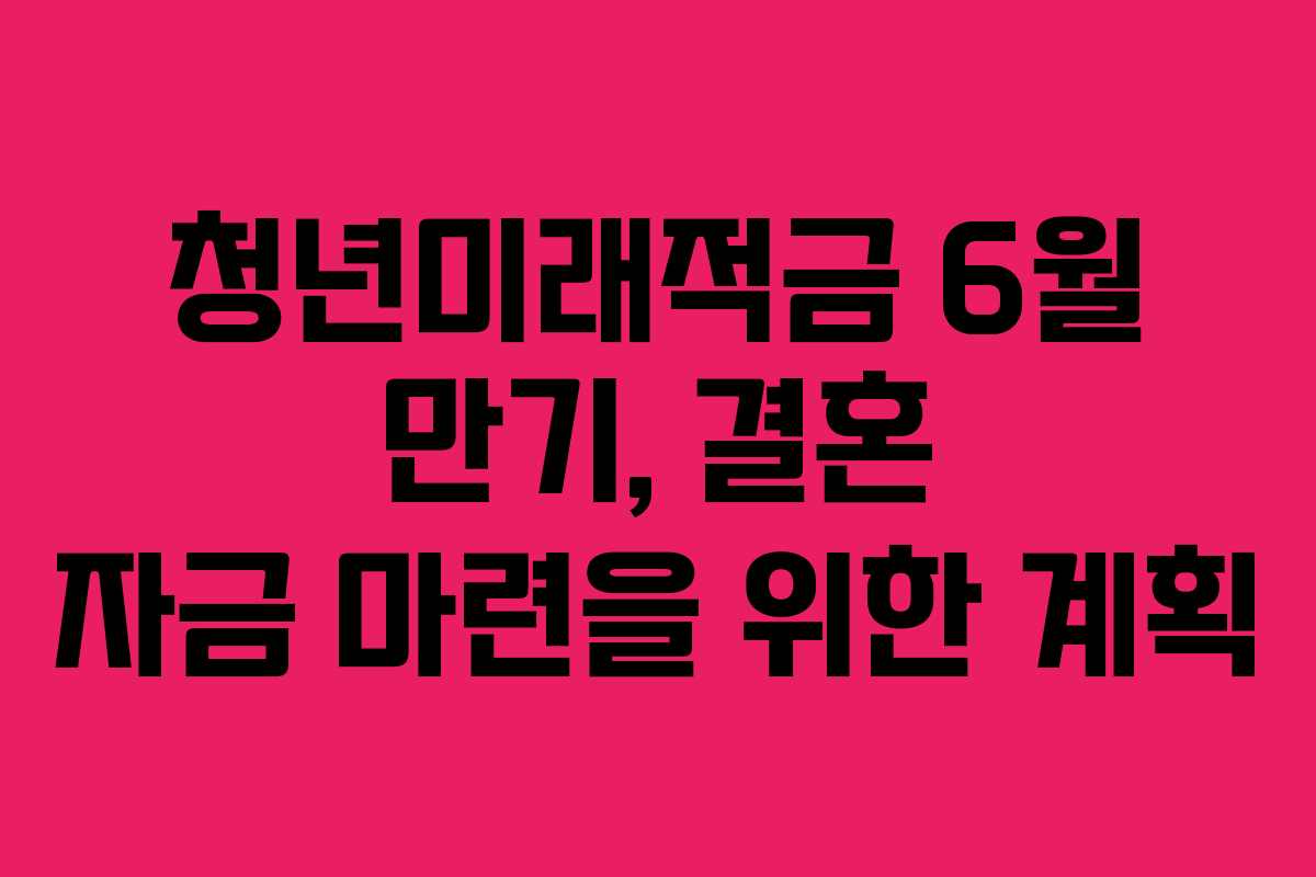청년미래적금 6월 만기, 결혼 자금 마련을 위한 계획