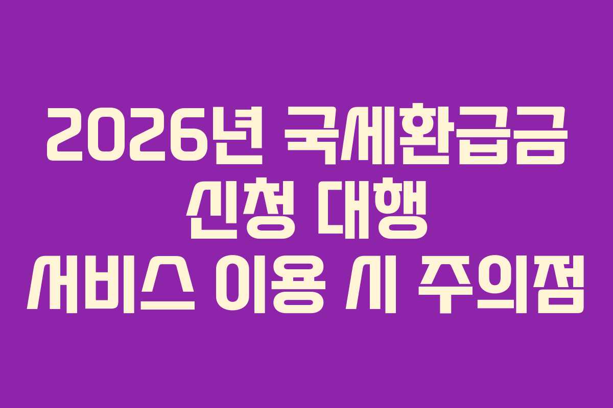 2026년 국세환급금 신청 대행 서비스 이용 시 주의점