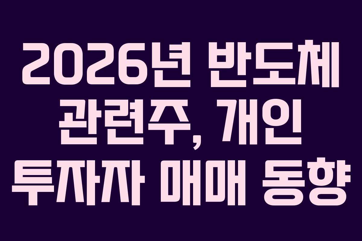 2026년 반도체 관련주, 개인 투자자 매매 동향