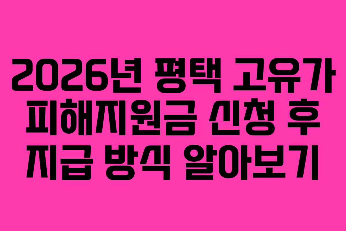 2026년 평택 고유가 피해지원금 신청 후 지급 방식 알아보기