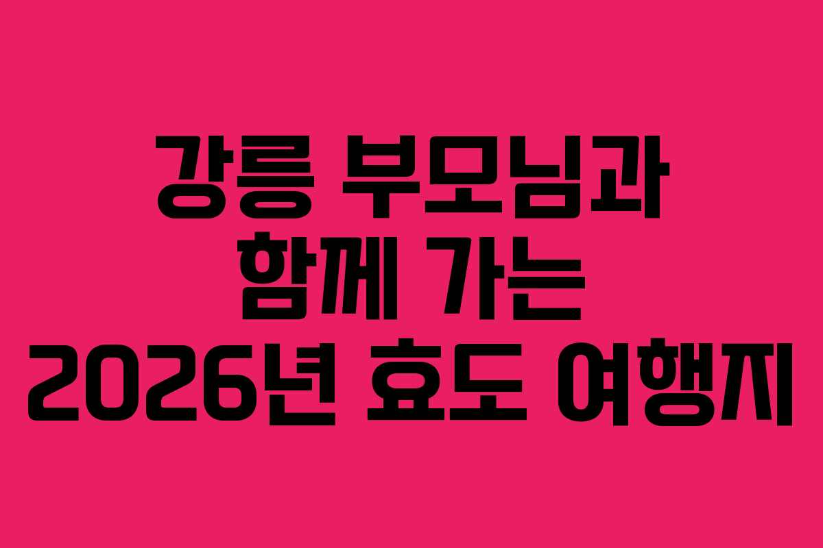 강릉 부모님과 함께 가는 2026년 효도 여행지