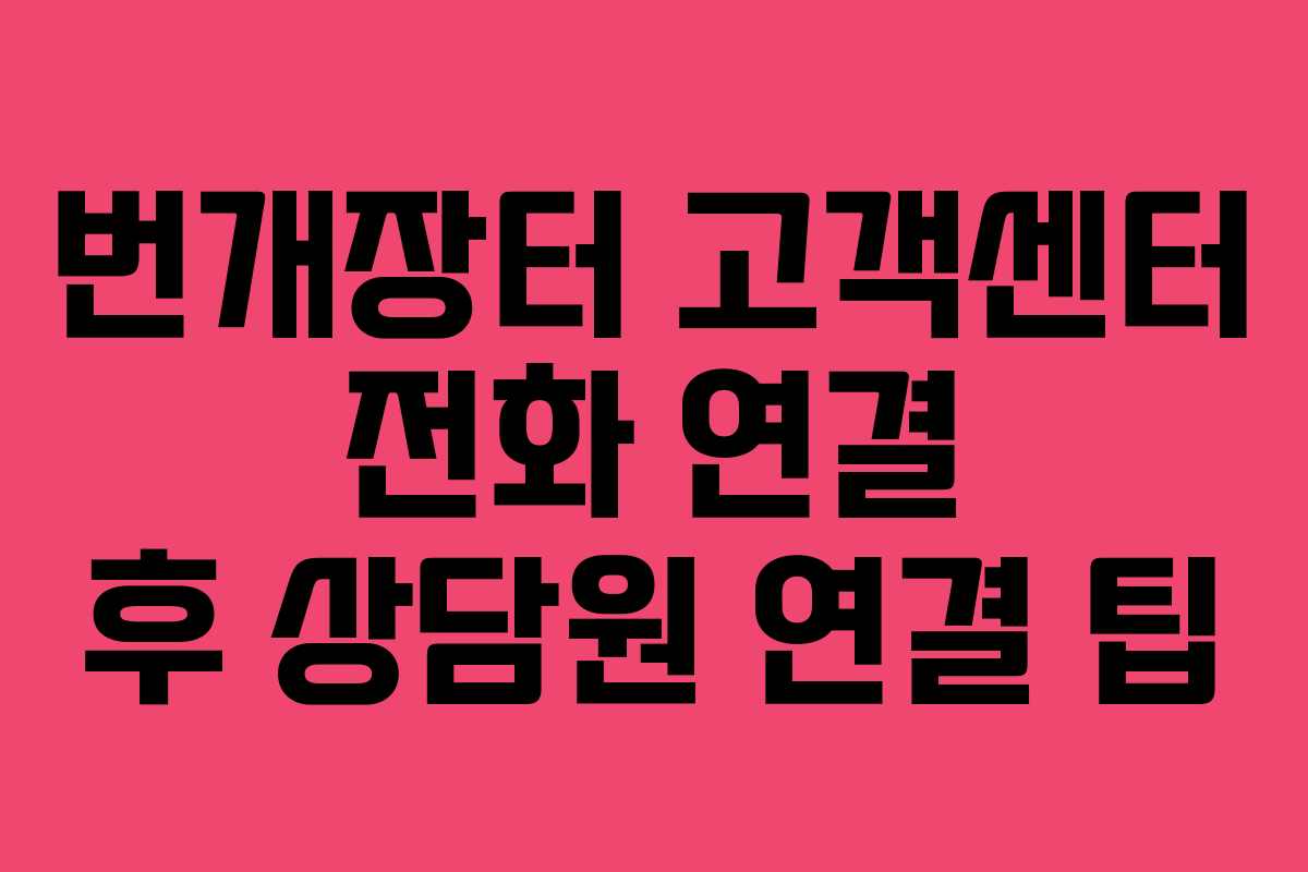 번개장터 고객센터 전화 연결 후 상담원 연결 팁